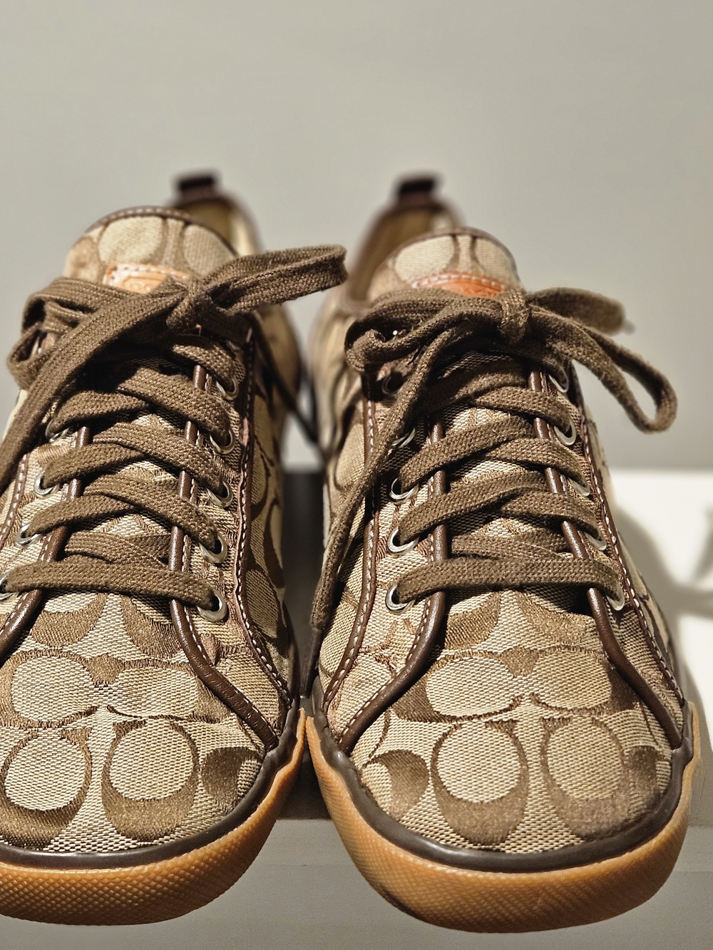 Coach Men’s Brown Signature Canvas Sneakers - Picture 4 of 12